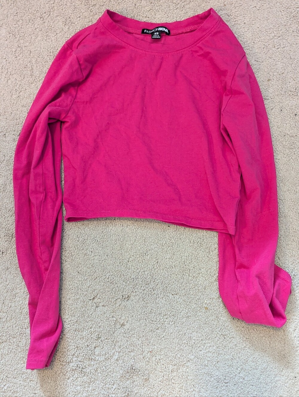 Fashion Nova Hot Pink Long Sleeve Crop Top